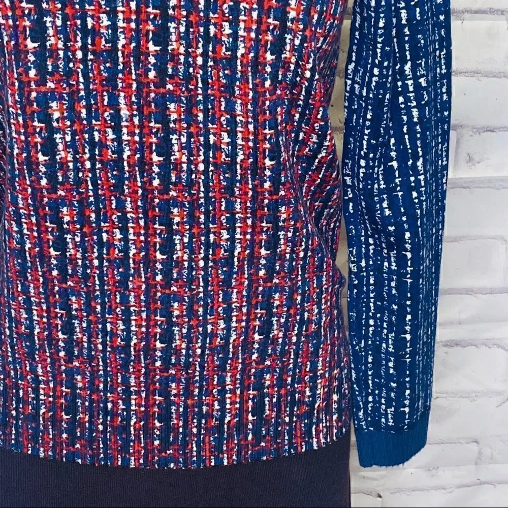 TORY BURCH Printed Wool Crew Neck Sweater M